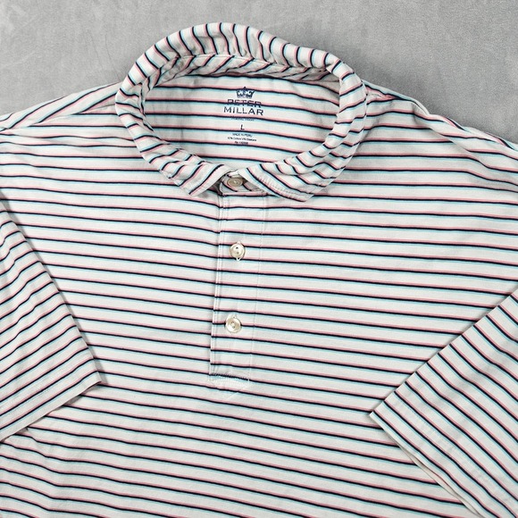 Peter Millar Other - Peter Millar Polo Shirt Mens White Striped Seaside Wash Cotton Stretch Golf